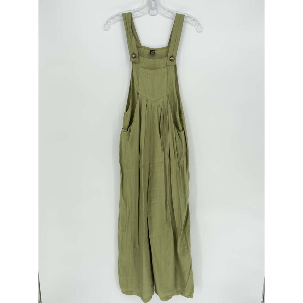 Shein Women's Green Wide Leg Pleated‎ Overalls Jumpsuit Size M